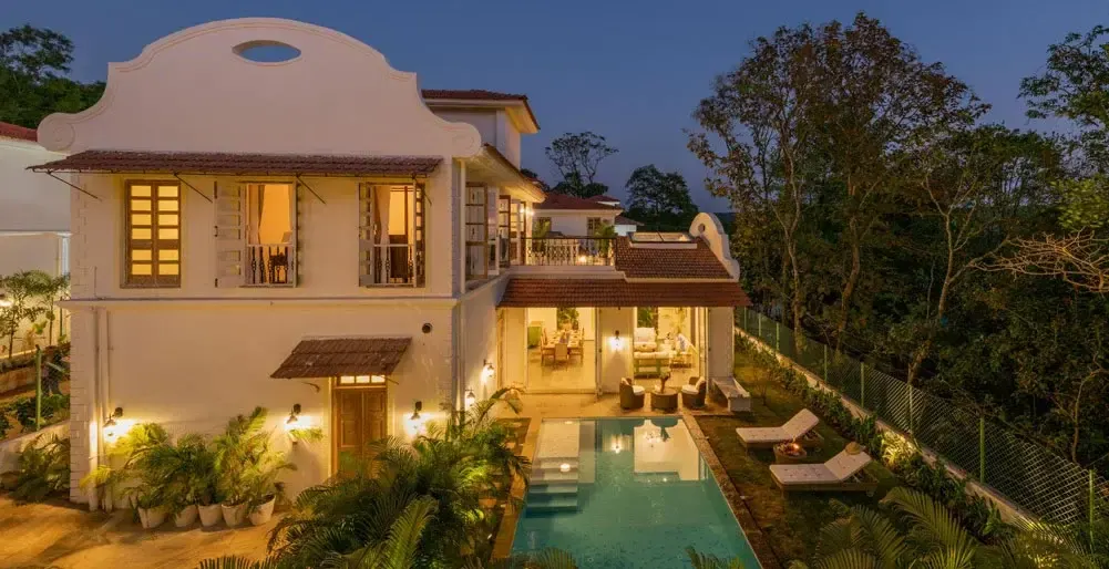 3 BR White Tropical Garden House Goa — luxury 3-bedroom villa in Goa, India
