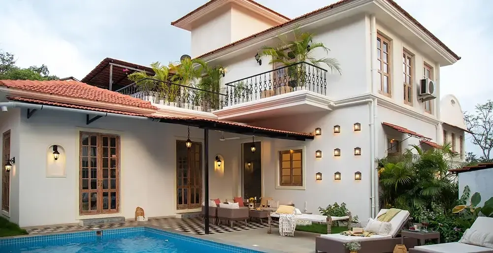 3 BR White Courtyard House Goa — luxury 3-bedroom villa in Goa, India