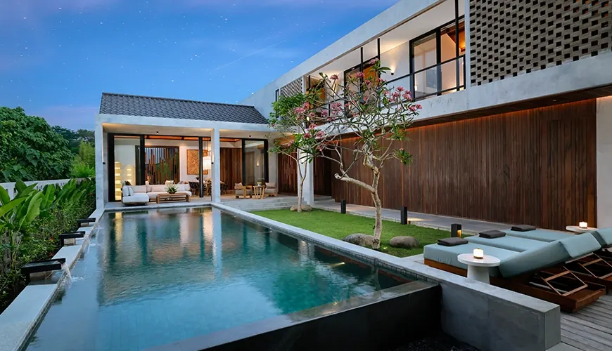 7 BR Tropical-Modern Gym Villa Canggu — luxury 7-bedroom villa in Canggu, Bali, Indonesia